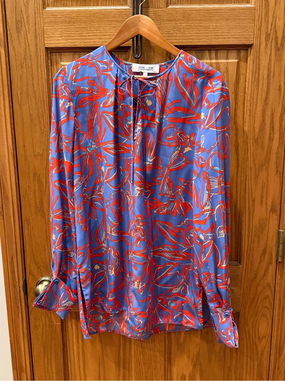 Diane von Furstenberg Silk Tunic Blouse SZ 14